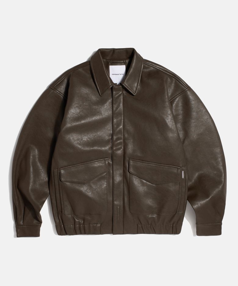 Flight Bomber Jacket (Faux Leather) Dark Brown