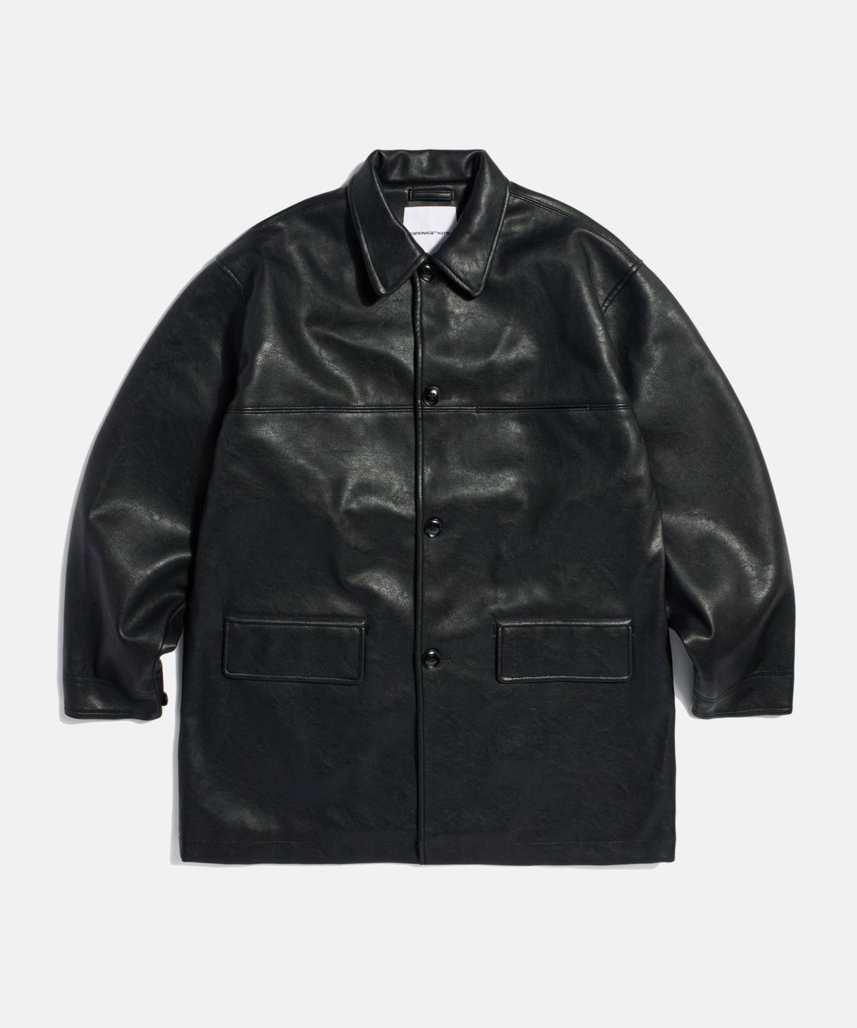 에스피오나지(ESPIONAGE) Car Coat (Faux Leather) Black