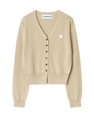 우먼즈 브이넥 포인트 로고 가디건[베이지]