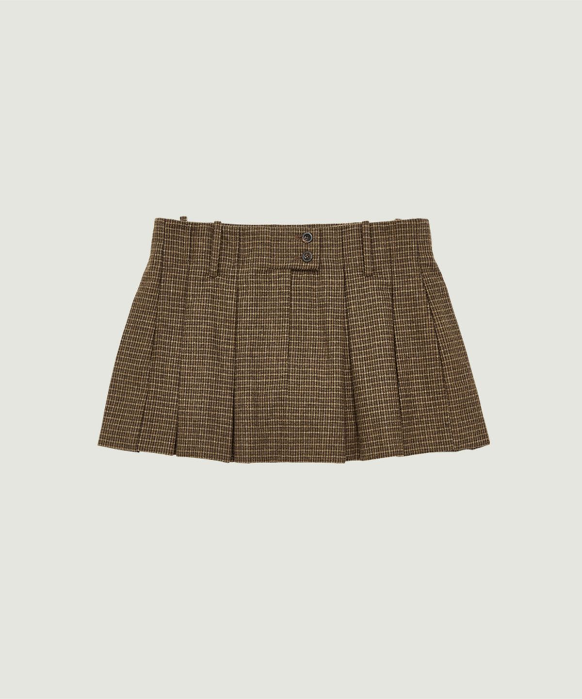 그로브(GROVE) SELENA CHECK PLEATS SKIRT (BROWN)