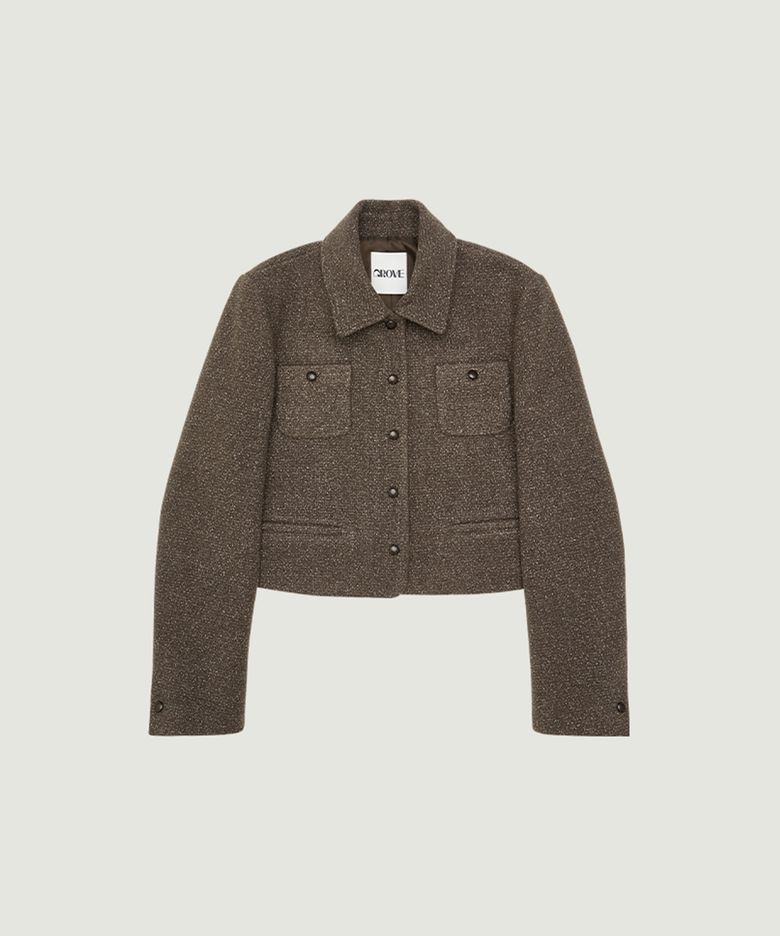 ELODIE COLLAR JACKET (BROWN)