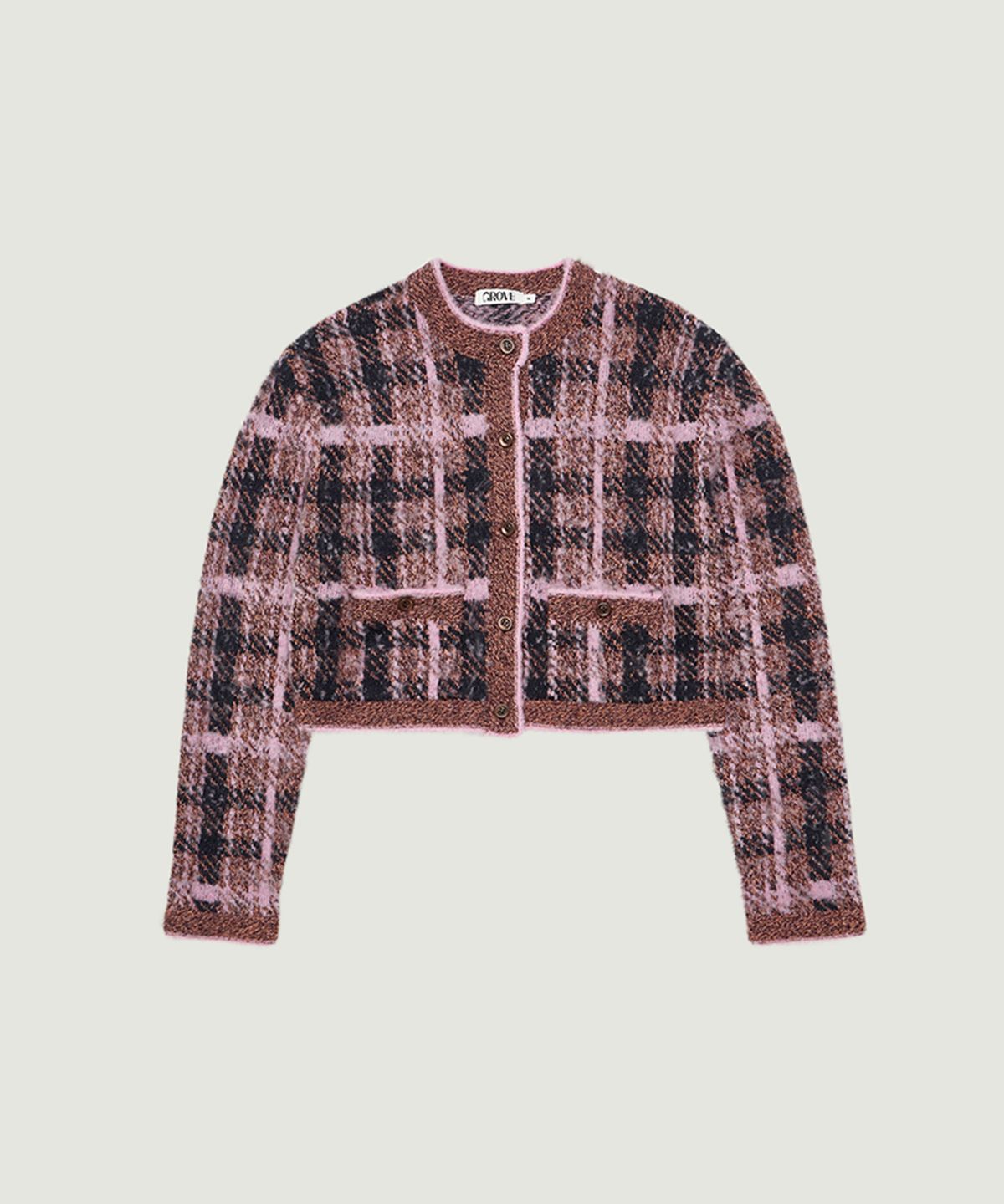 그로브(GROVE) EMILY CHECK CARDIGAN (PINK)