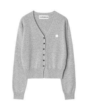 우먼즈 브이넥 포인트 로고 가디건[라이트 그레이]