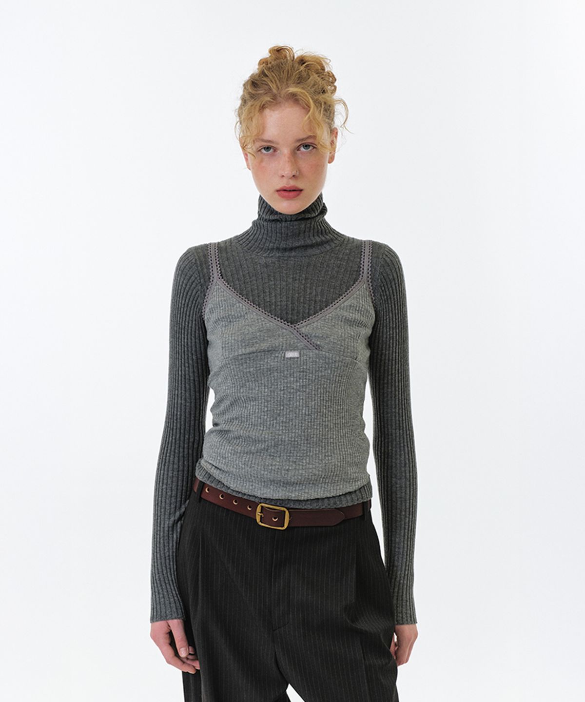 그로브(GROVE) AYA HIGH NECK KNIT (GREY)