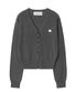 우먼즈 브이넥 포인트 로고 가디건[챠콜]