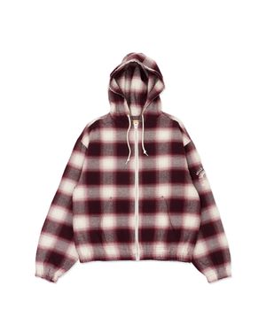 HS Check Hooded JKT_Burgundy