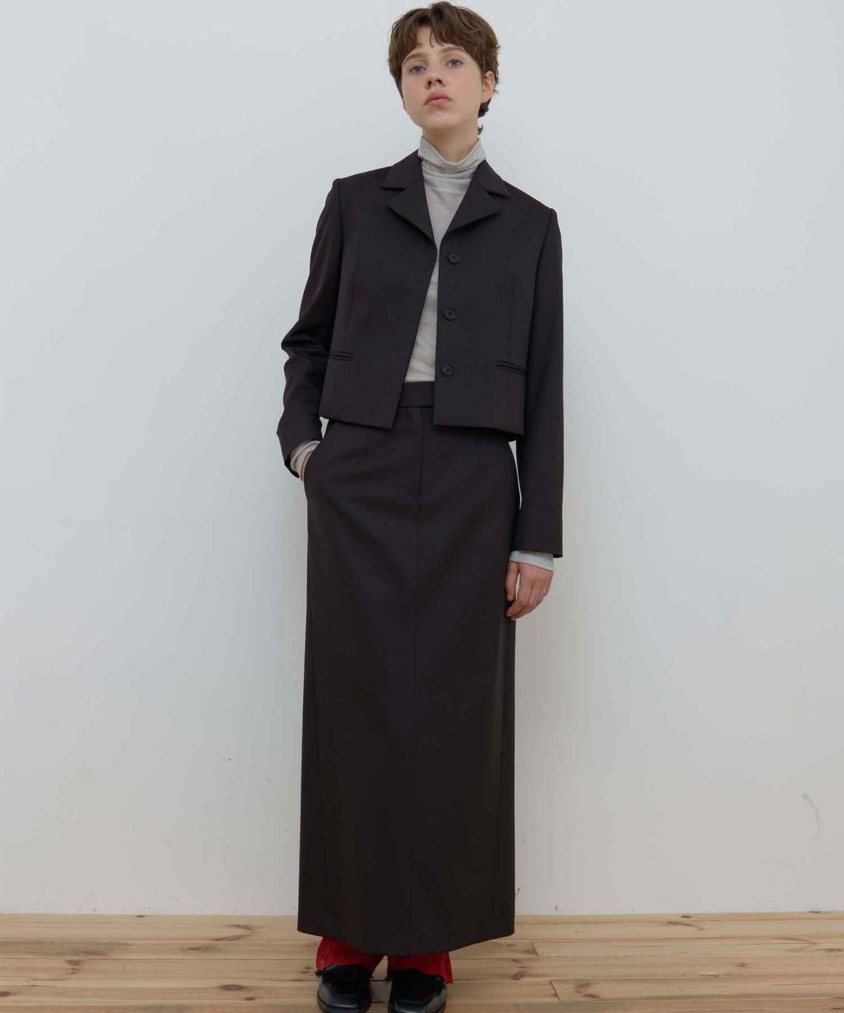 마조네(MA JOURNEE) MAXI WOOL SKIRT_BROWN