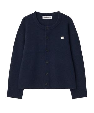 라운드넥 크롭 니트 가디건[네이비]