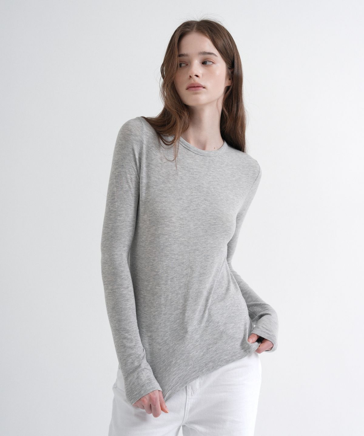 블레티(VLETI) Essential Round Slim T-Shirt (gray)