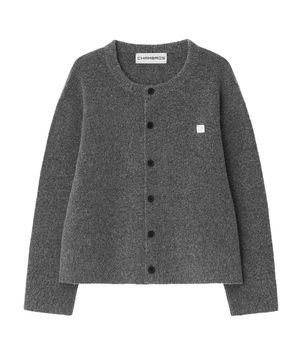 라운드넥 크롭 니트 가디건[챠콜그레이]