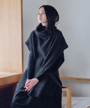 유니섹스 니트 터틀넥 베스트 차콜