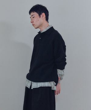 유니섹스 니트 헨리넥셔츠 블랙