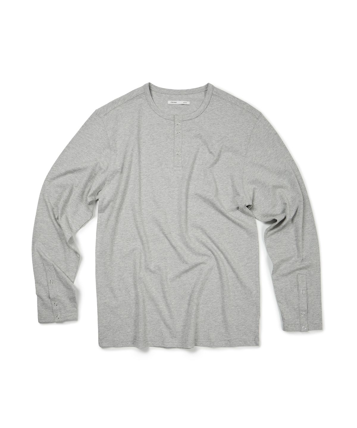 이티씨이(ETCE) (BASE) SNAP SLEEVE HENLEY NECK TEE (MELANGE GRAY)