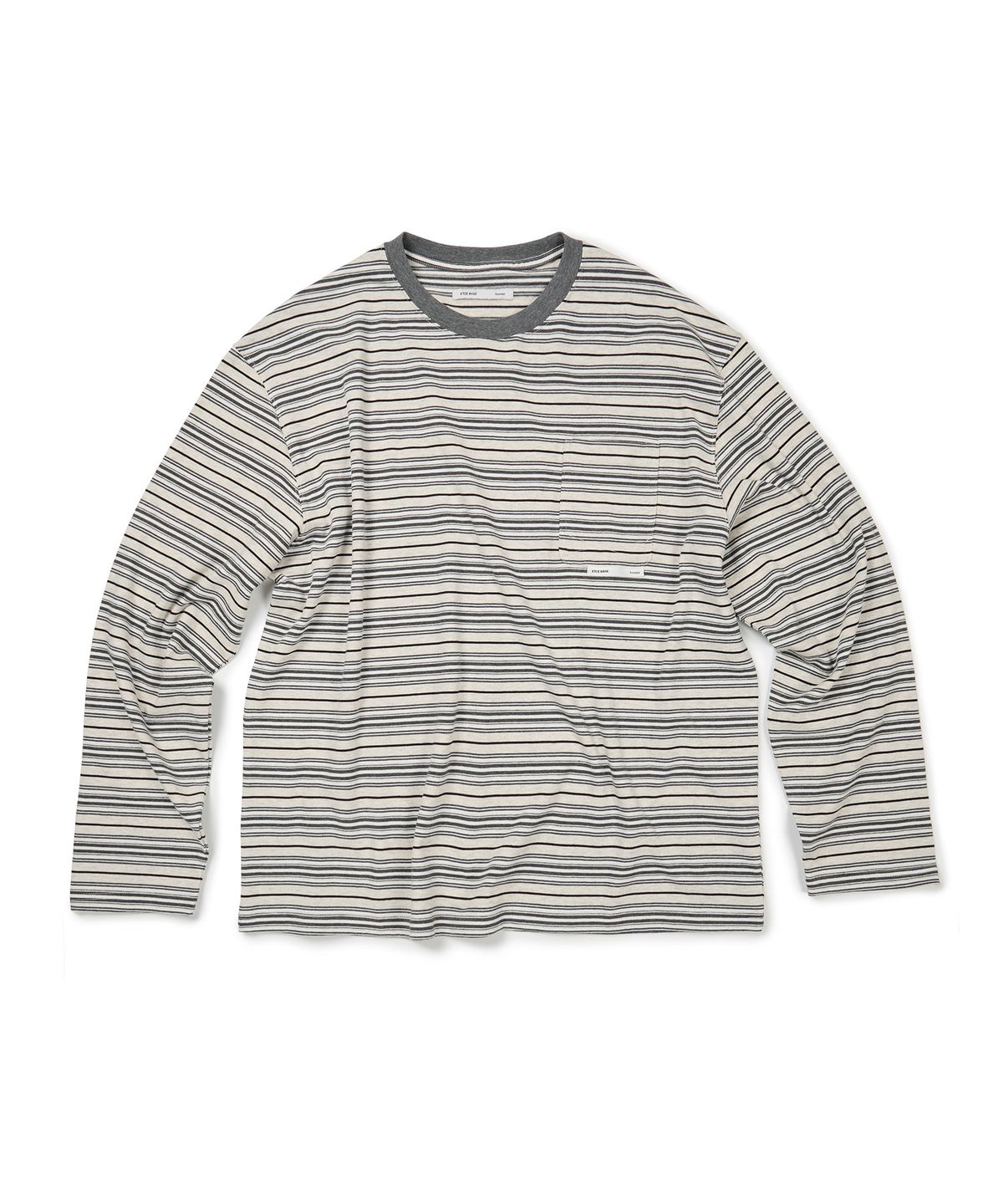 이티씨이(ETCE) (BASE) STRIPE POCKET LONG SLEEVE (OATMEAL)