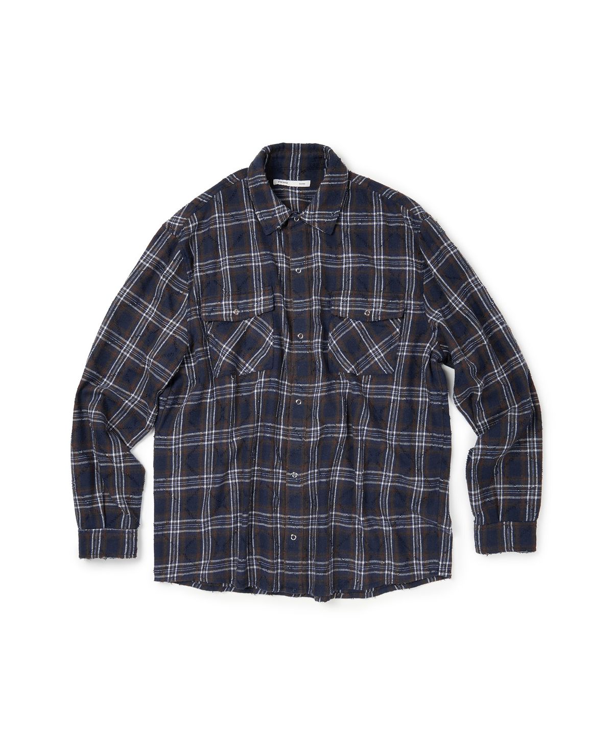 이티씨이(ETCE) (BASE) DESTROYED CHECK SHIRTS (NAVY)