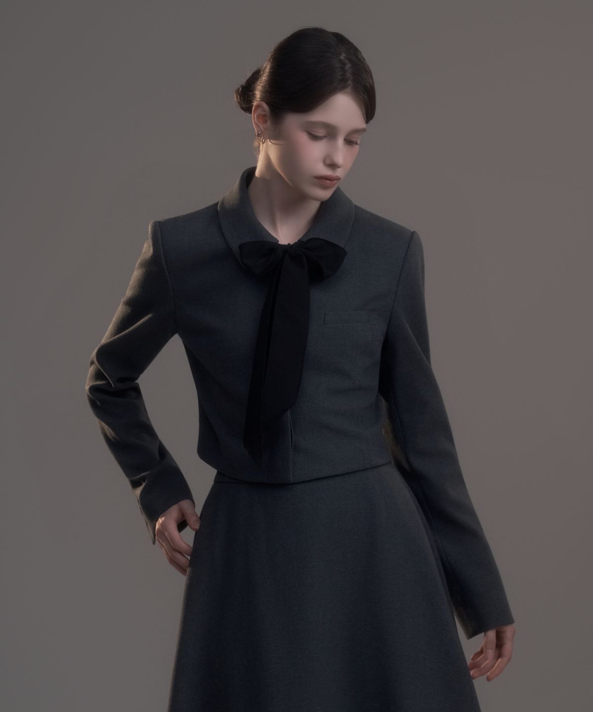 마우솔레움(MAU SOLEUM) Emma Single Collar Jacket - Grey
