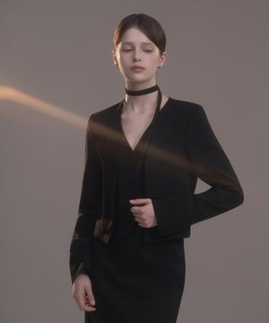 Vest Layered Suit Jacket - Black