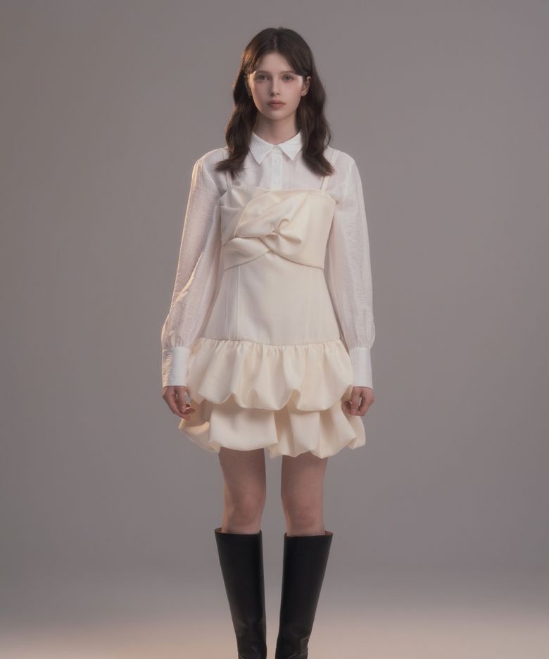 Lena Draped Dress - Cream