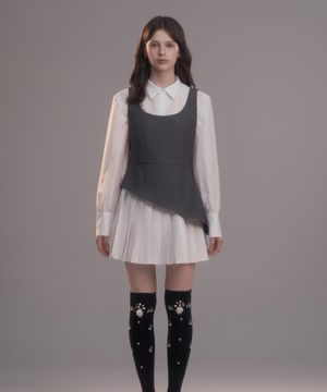 Lena Pleated Cut-Out Dress - Grey