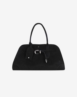 포 스웨이드 벨티드 핸들백 [블랙]