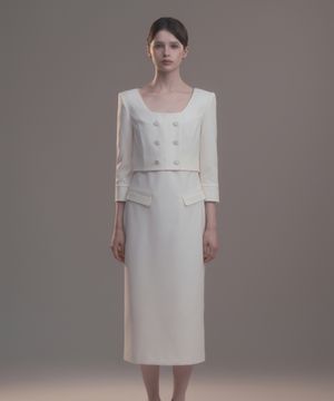 Celina Button Long Dress - Cream