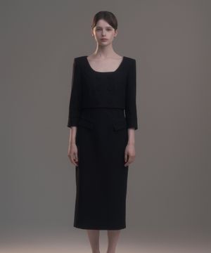 Celina Button Long Dress - Black