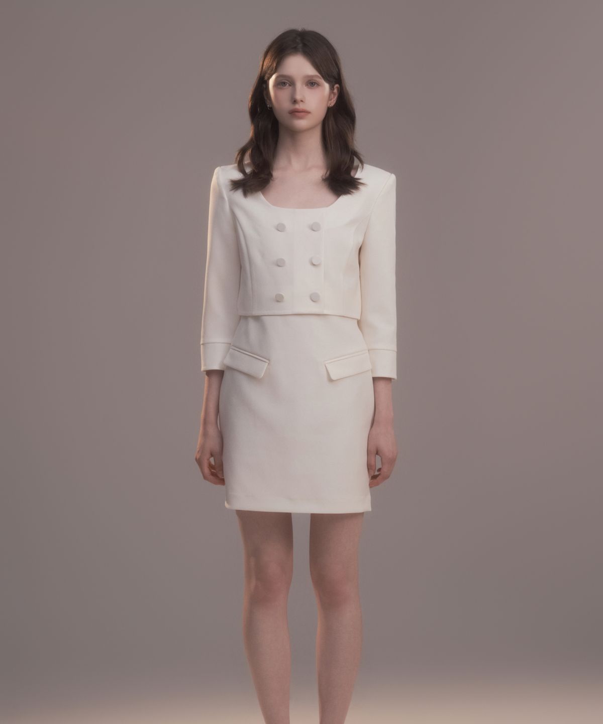 마우솔레움(MAU SOLEUM) Celina Button Dress - Cream