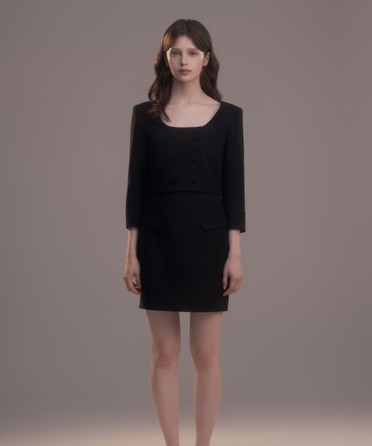 마우솔레움(MAU SOLEUM) Celina Button Dress - Black