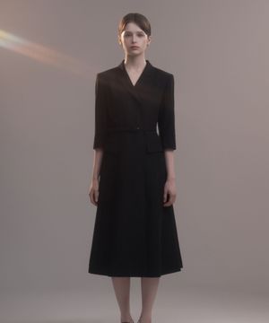 Jenn Long Belted Dress - Black