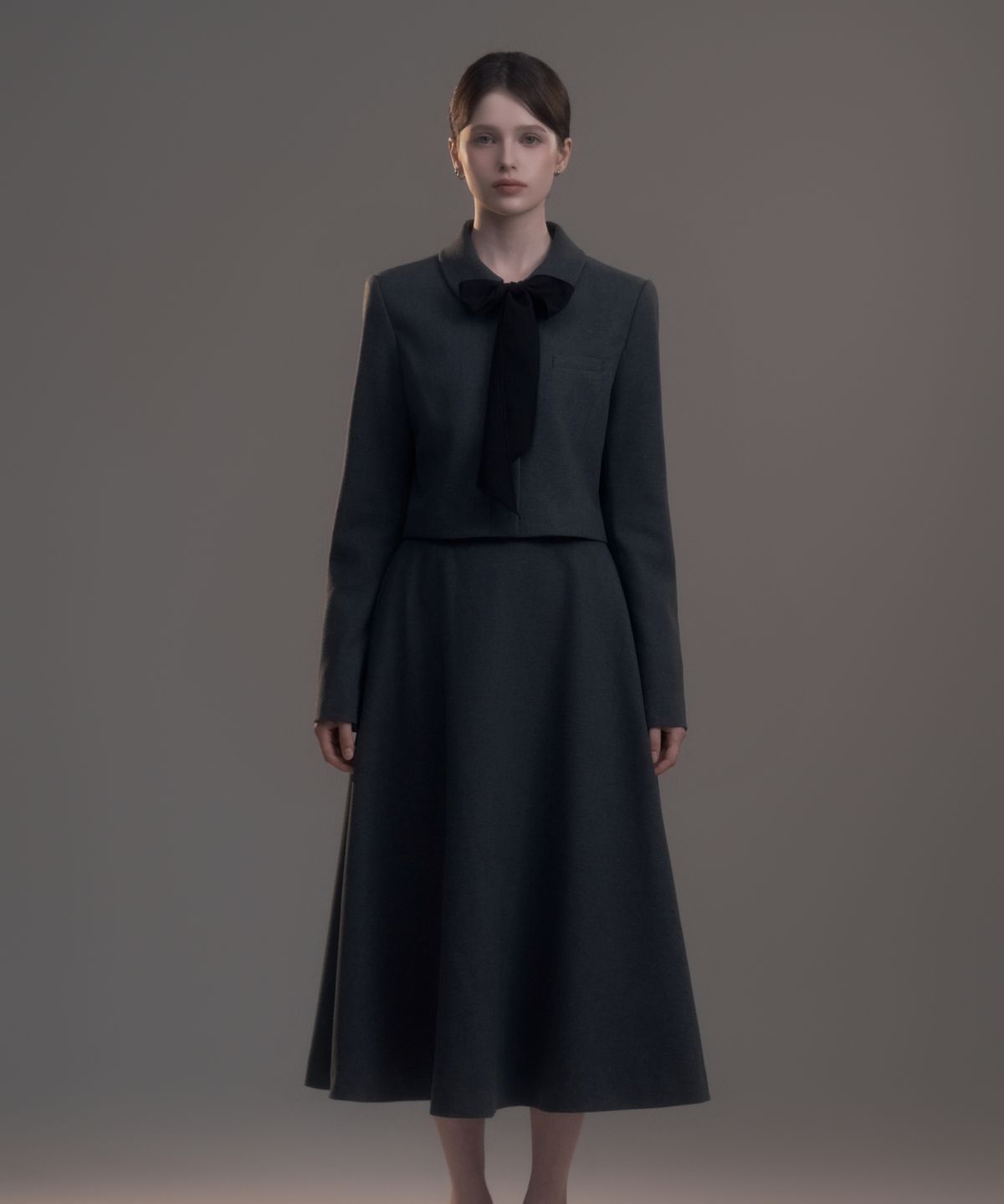 마우솔레움(MAU SOLEUM) Long Flare Skirt - Grey