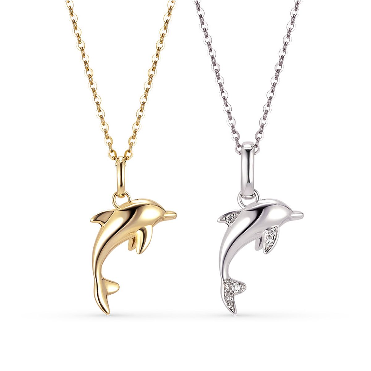 도로시(DOROCY) 14k 행운의 돌고래 펜던트 모이사나이트_2type