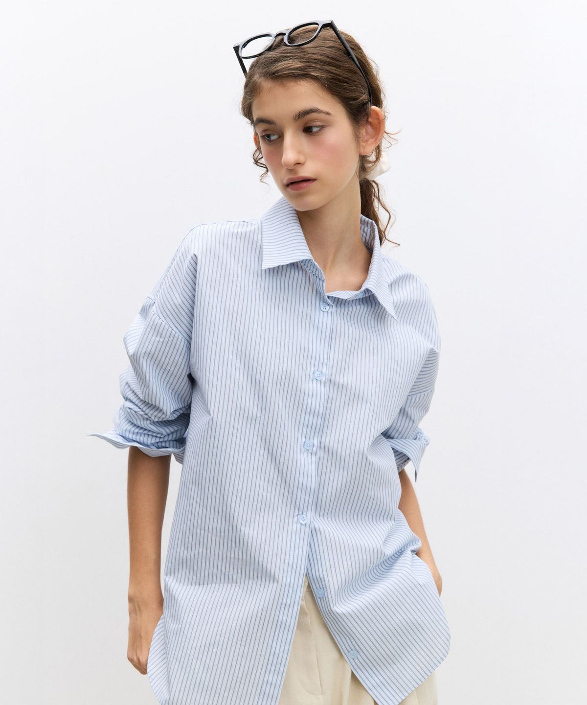 리리수(LILISU) Grid Shirt / Blue Stripe