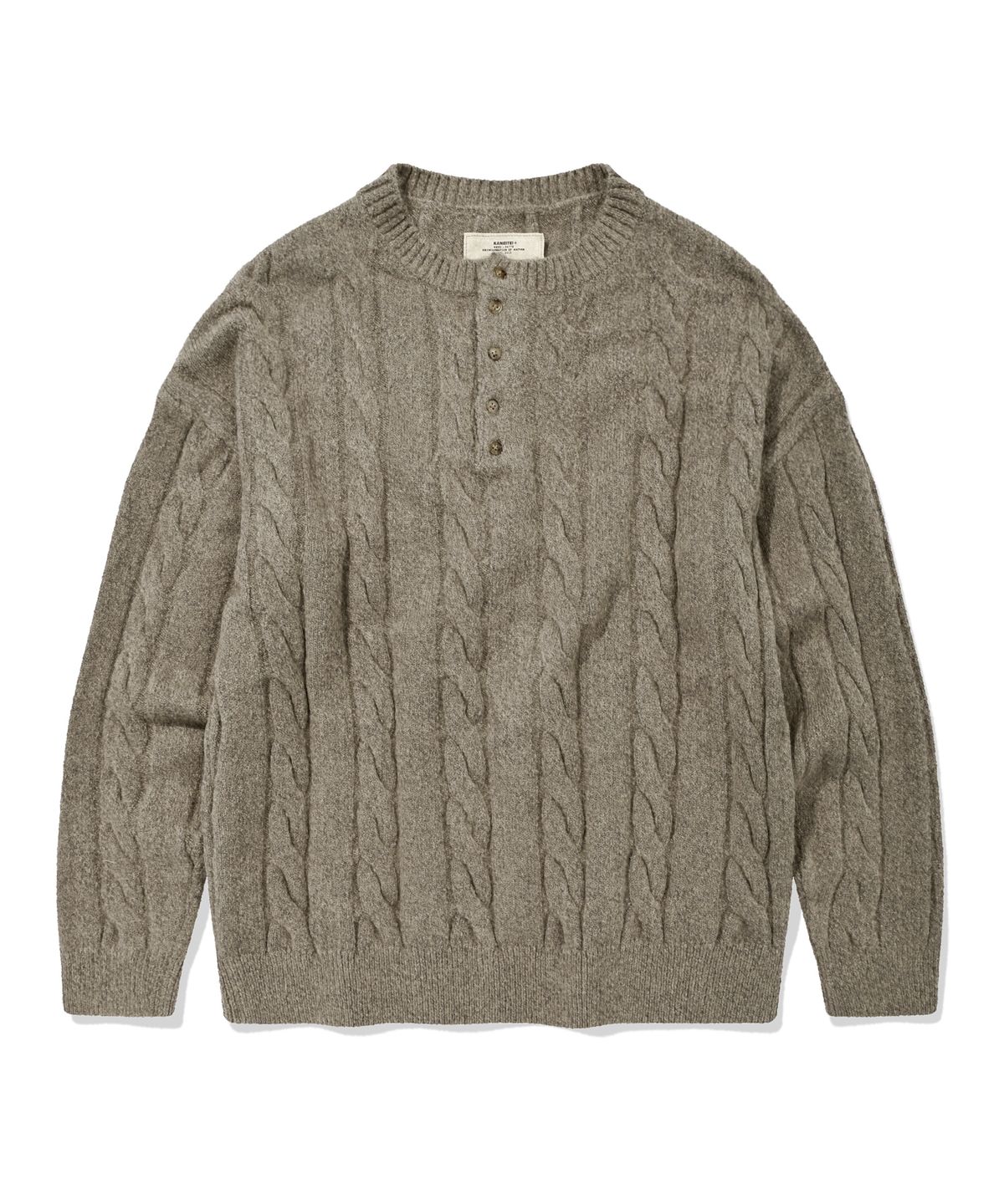 카네이테이(KANEITEI) WASHABLE WARM TOUCH HENLEY KNIT (BEIGE)