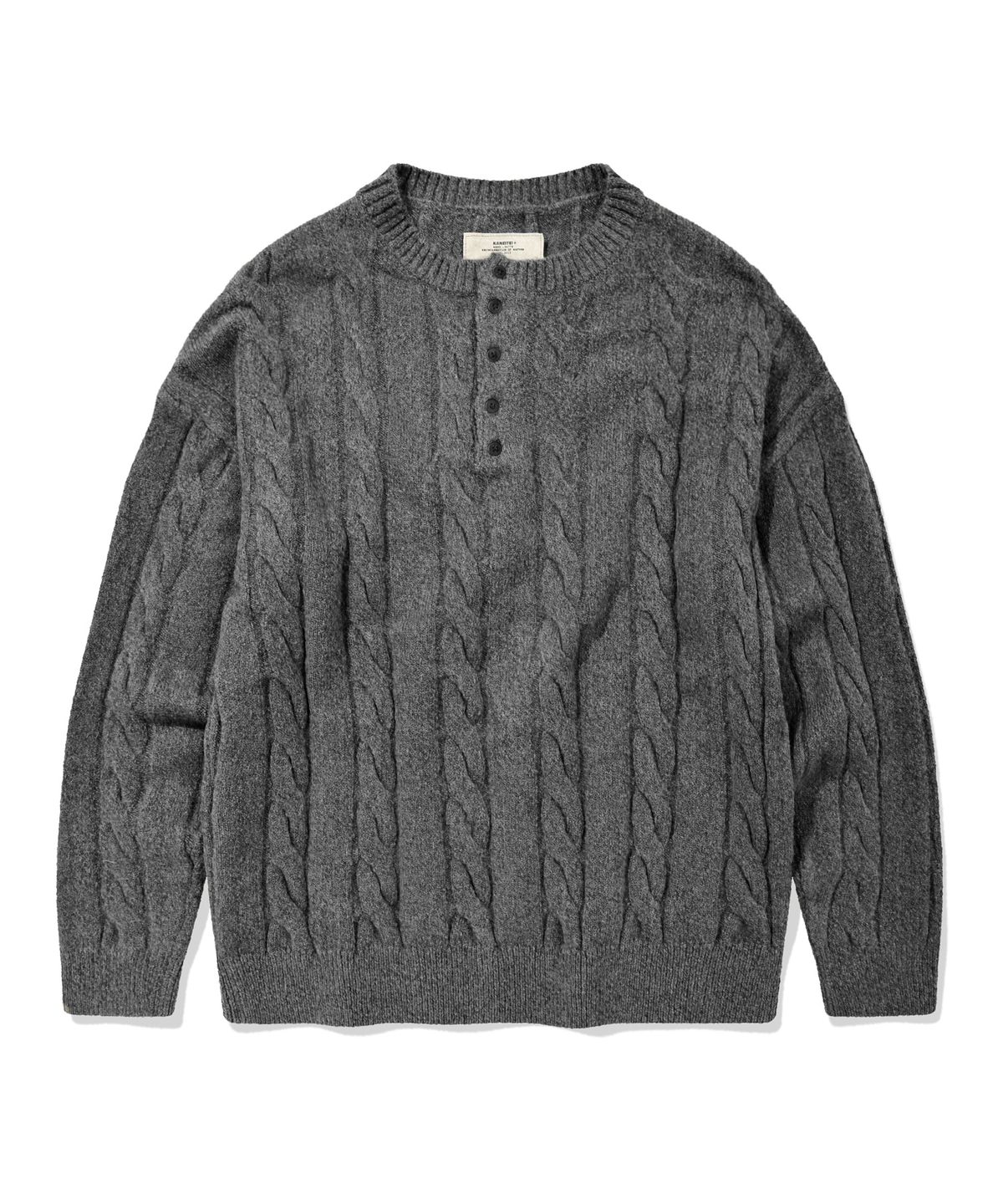 카네이테이(KANEITEI) WASHABLE WARM TOUCH HENLEY KNIT (CHARCOAL)