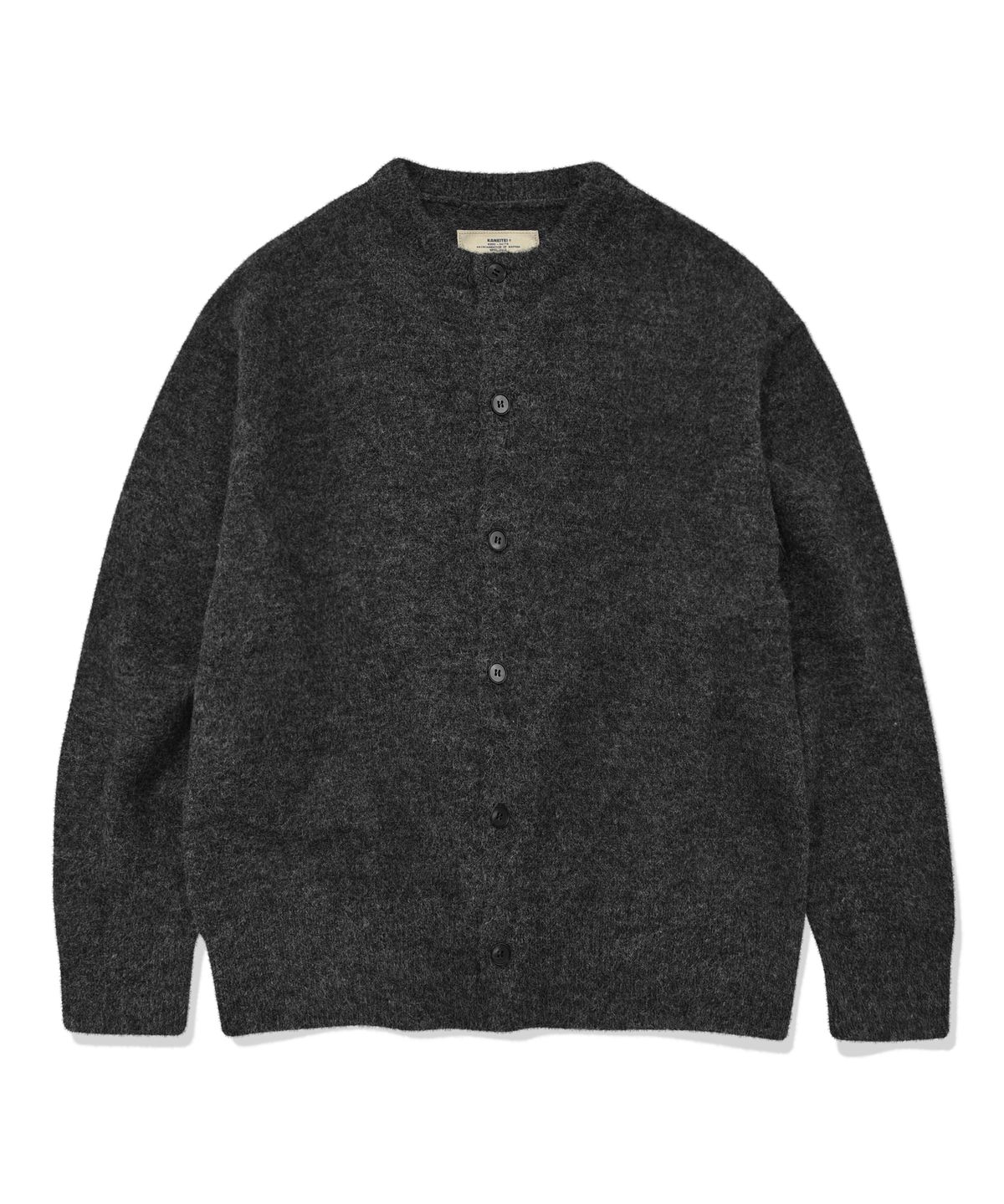 카네이테이(KANEITEI) WASHABLE BASE CROP CARDIGAN (CHARCOAL)
