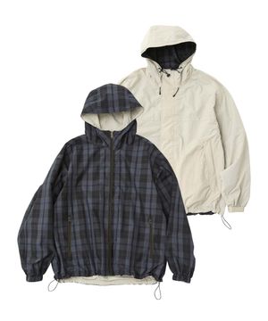 리버시블 빅체크 후드쉘파카_NAVY