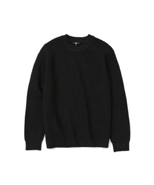 와플 크루넥 니트_BLACK