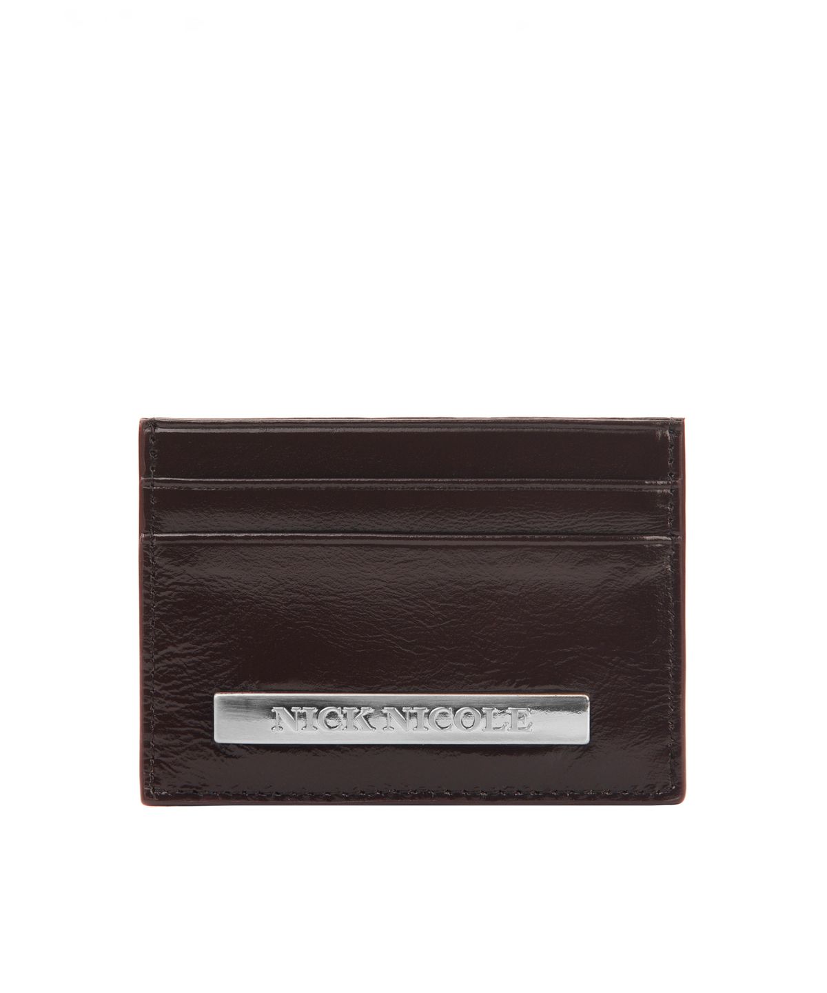 닉앤니콜(NICK&NICOLE) METAL LEATHER SOFT CARD WALLET_BROWN