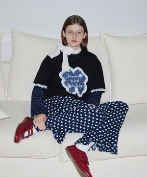 클로버 레이스 도트 티셔츠 (2C) (Black)