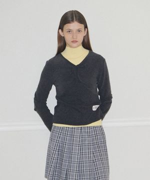 리본 셔링 티셔츠 (2C) (Charcoal)