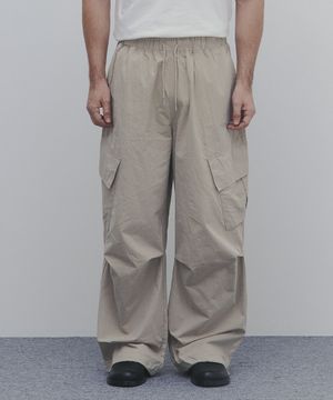 윈터 코튼 와이드 카고 팬츠 (라이트 베이지