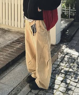뉴하운 커브드 팬츠_베이지