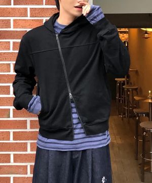 스큐 집업 후디_블랙