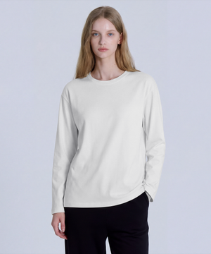 여성 40수 릴렉스핏 크루넥 긴팔티셔츠 아이보리 LATS0207