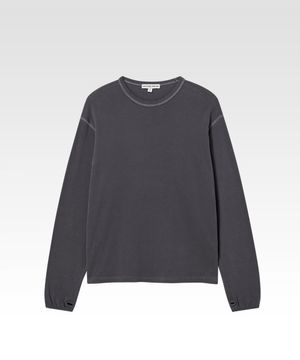 울 블렌디드 롱 슬리브 티셔츠 차콜