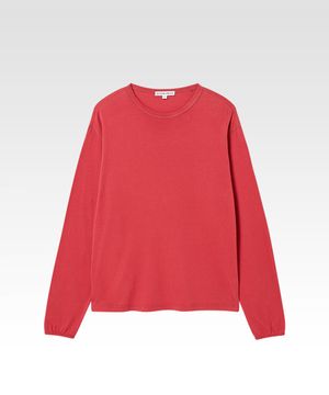 울 블렌디드 롱 슬리브 티셔츠 레드