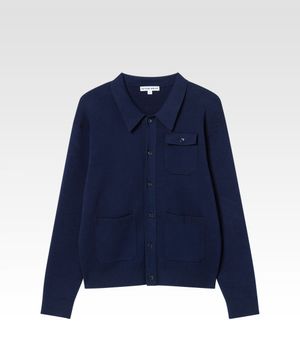 워크 폴로 니트 카디건 네이비