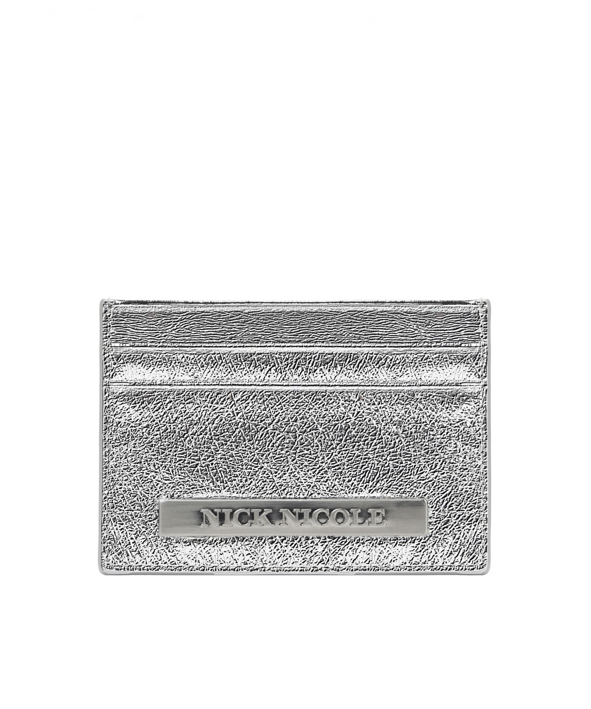 닉앤니콜(NICK&NICOLE) METAL LEATHER SOFT CARD WALLET_SILVER