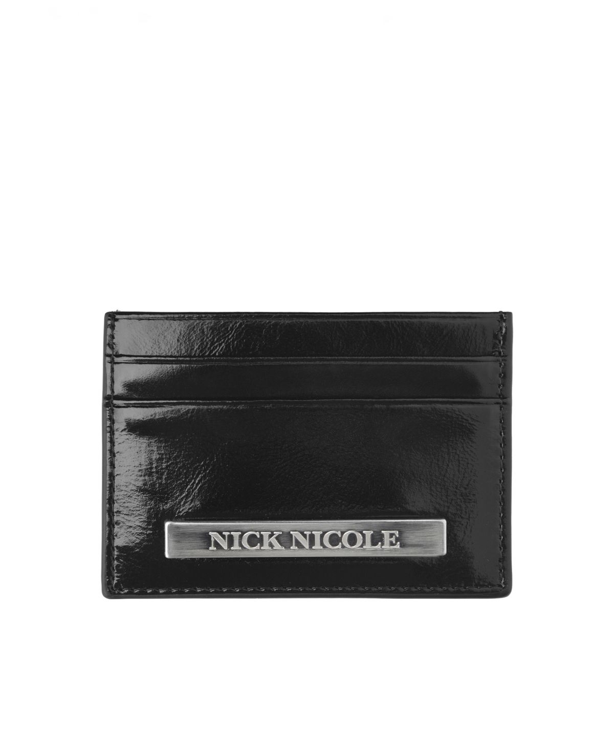 닉앤니콜(NICK&NICOLE) METAL LEATHER SOFT CARD WALLET_BLACK