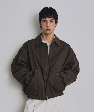 코튼 커브드 워시드 블루종 자켓 브라운 COOSJK042BROWN